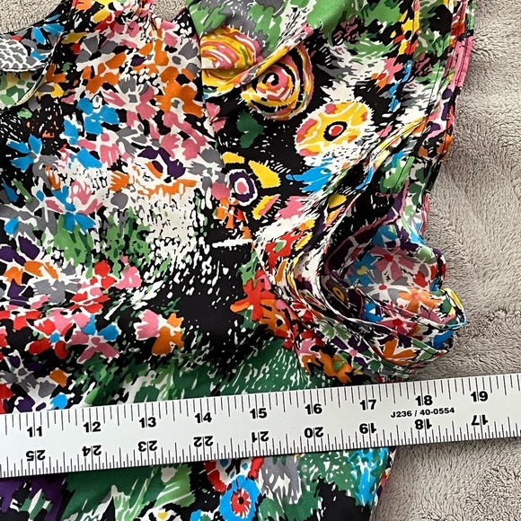 See by Chloe Multi Floral 100% Silk Dress Flutter Sleeve Vibrant Cottagecore US8 - Picture 12 of 14